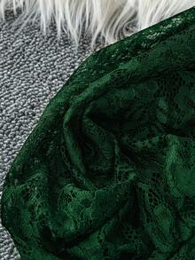 Rometta Áo hở vai gợi cảm cho nữ cỡ lớn - Màu xanh lá cây đậm - Xem 3