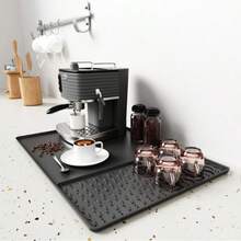 2 件 2 合 1 硅胶咖啡垫和碗碟干燥垫，24 英寸 x 16 英寸咖啡吧垫，带可拆卸碗碟干燥垫，适用于厨房台面，咖啡吧配件适合放在咖啡机、咖啡壶、浓缩咖啡机碗碟架下方 - 彩色 - 查看 19