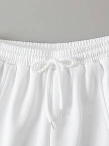 SHEIN 少女宽松弧形腿运动裤，休闲时尚百搭慢跑裤，适合跳舞、上学、运动 - 白色 - 查看 7