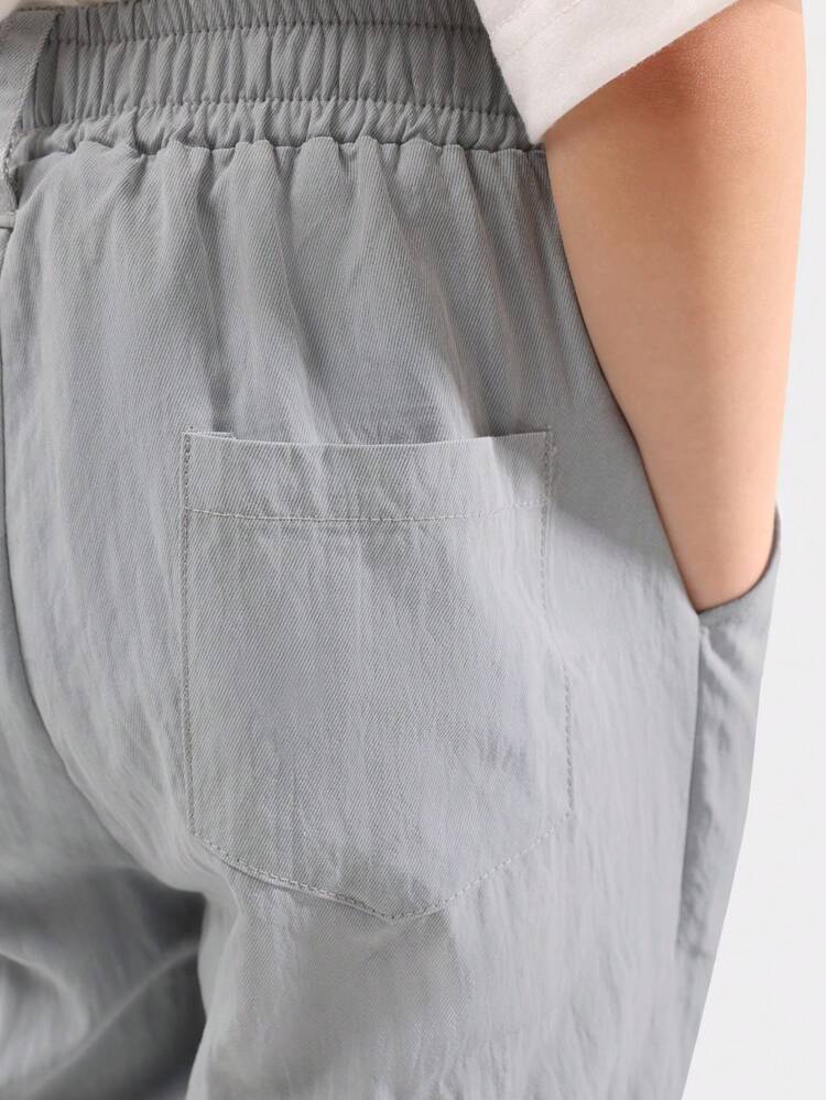 Light Grey Wide Leg Pants With Side Pockets