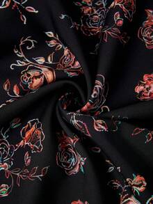 Ellevyn Women's Elegant Floral Print Commuter Dress - Black - View 4