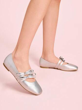 CUCCOO DOLLMOD 女士香槟色网眼亮片方头平底鞋，优雅休闲玛丽珍鞋，适合茶会、约会、优雅装扮、校园风格、舞会