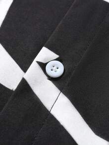 Manfinity Homme Camisa de manga corta con estampado todo sobre estilo casual de vacaciones para hombre, verano - Blanco y Negro - Ver 3