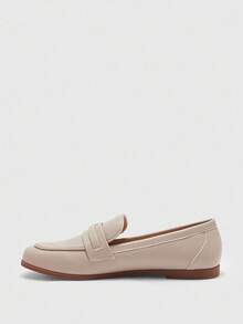 CUCCOO BIZCHIC Giày bệt nữ thời trang, thoải mái, chất liệu da PU màu mơ, nút vàng - Màu be - Xem 8