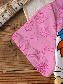 SCOOBY-DOO X SHEIN Camiseta de manga corta con gráfico de figura de dibujos animados para niña - Blanco - Ver 6
