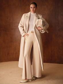 MOTF PREMIUM 秋冬羊毛双排扣大衣 - 杏色 - 查看 7