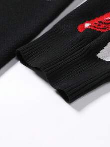 Claim Dot Men's Crew Neck Long Sleeve Mushroom Pattern Jacquard Knit Sweater - Multicolor - View 6