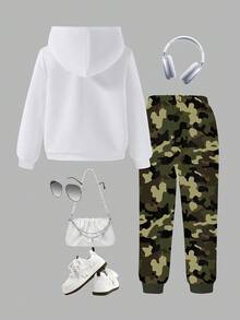 2pcs/Set Young Girl Casual Fashionable Camouflage Bear Graphic Hoodie And Sweatpants Set, Suitable For Autumn, Winter, Spring 2 Piece Set For Girls Camo Sweatpants For Girls Girls Camo Hoodie Kids Camo Sweatsuit Camo Bear Hoodie Camo Hoodie Set For Teens 2 Piece Set For Teens Sweats For Girls Young Girls Sets Fall - Multicolor - View 2