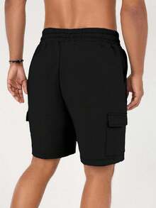 EURMUSE Pantalones cortos cargo de unicolor casual para hombres, versátiles para el verano - Gris Oscuro - Ver 2