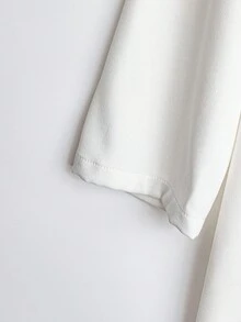 SHEIN Franclia Women's Elegant Mid-Length Dress With Long Sleeves, Button Design And Woven Tape Patchwork Fall Cloth For Women - White - View 3