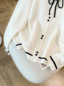 GlowEve CURVE 大码女式拼色蝴蝶结前扣开衫