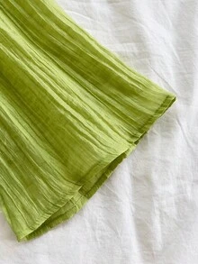 Soleia 荷叶边下摆喇叭袖系带衬衫 - 綠色 - 查看 6