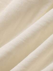 Dazy Plus 花卉刺绣对称宽松小圆领长袖白色加大码女式衬衫秋季 - 白色 - 查看 8