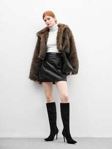 CUCCOO BIZCHIC 女士黑色尖头优雅高跟及膝靴，适合日常穿着 - 黑色 - 查看 7