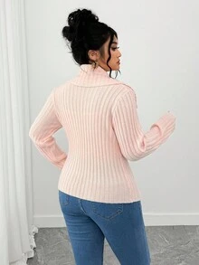 Elenzga Cardigan asymétrique élégant avec décoration de boutons, casual et féminin, rose, grande taille - Rose bonbon - Voir 2