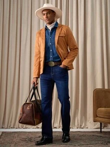 RivetRise Herrlångärmad, avslappnad gatustil, ficklock, blå denimskjorta, tvättad blå topp för pojkvän och make, höst - Mediumtvätt - Visa 3