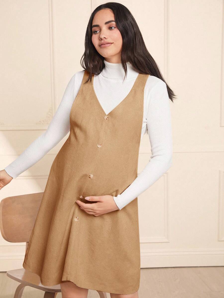 SHEIN Abito casual da maternità con top, abito corto e morbido da maternità