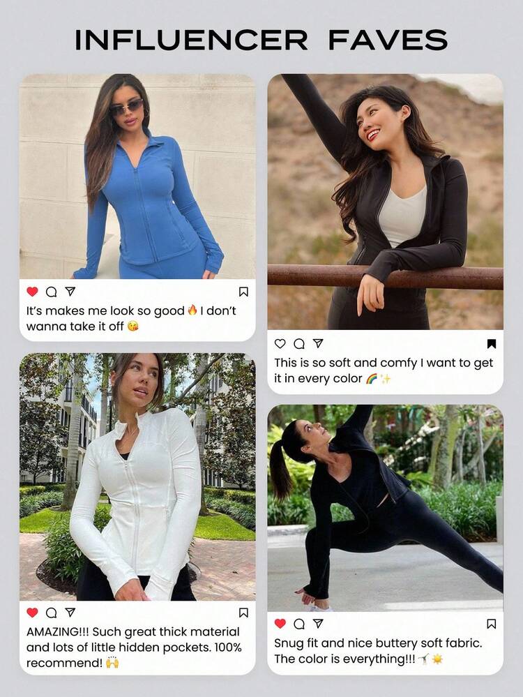 FeatherFit™ Slim-It Streamline Performance Secure Pockets Zip Up Long Sleeve Jacket Low Impact Yoga Pilates Daily Fall