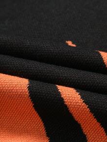 Manfinity Roghcode Jersey casual de hombre con patrón de bloques de color, otoño/invierno - Negro - Ver 5