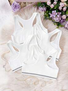 4 件套青少年女孩简约纯色黑色、粉色、白色吊带背心，适合青春期发育