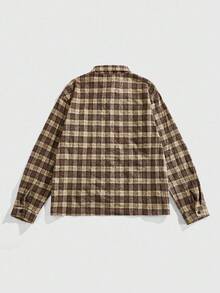 ROMWE MEN Casual 男士格子休闲长袖衬衫，街头学院风，秋冬，适合秋季 - 彩色 - 查看 2