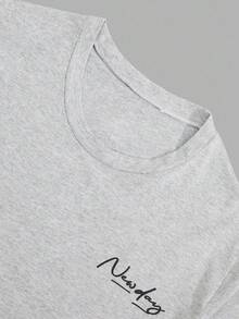 EURMUSE Bộ đồ mặc nhà cottonline kẻ caro in họa tiết 3 món thường ngày cho nam và quần đùi - Xám - Xem 3