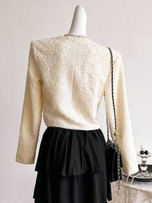 SHEIN Sweetra Young Teen Girl Casual Bowknot Tie Jacket, Suitable For Spring Autumn