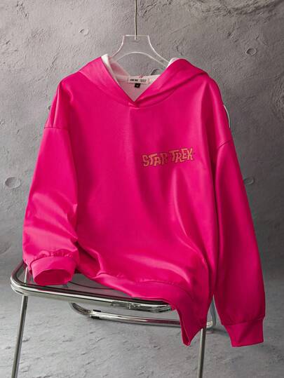 STAR TREK X SHEIN 加大码字母和卡通图案连帽套头衫
