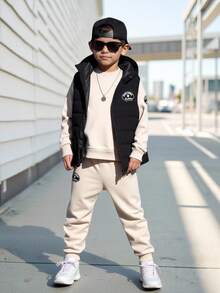 SHEIN 3件套男童棉背心+羊毛衫 - 黑色 - 查看 7