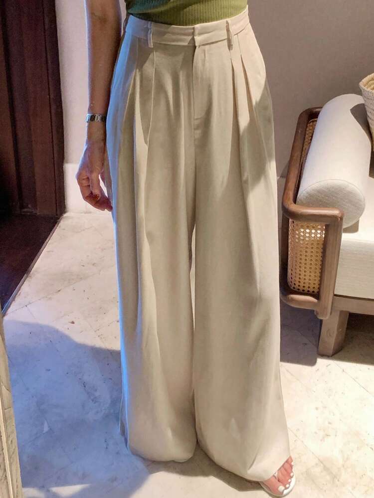 High Waist Loose Straight Leg Pants For Women, Slimming Design Fall