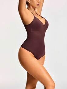 SHAPORA 2 件装无缝塑身衣丁字裤紧身衣套装塑身提臀带可调节肩带收腹腰大腿控制 - 彩色 - 查看 4