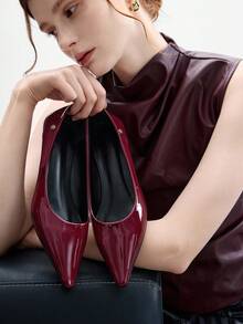 CUCCOO BIZCHIC 女士低跟尖头平底鞋，红色