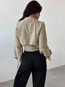 Firerie Abrigo corto de gabardina con cinturón de mujer, casual y elegante, adecuado para negociaciones de negocios, temporada de vuelta al colegio, ir y venir/ropa de maestra/ropa de oficina/ropa de ocio/ropa de mujer para otoño/ropa de invierno de mujer/ropa de mujer elegante de otoño