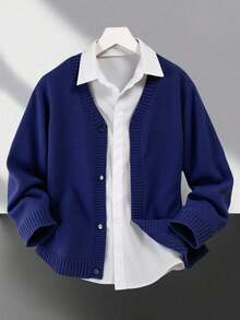 SHEIN 青少年男孩V领针织开衫