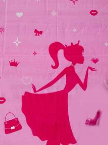 1PC 108*180CM Disposable Tablecloth, Pink Crown Princess Pattern Tablecloth, Waterproof And Oil-Proof, Suitable For Girls' Birthday Theme Parties And Daily Use - Multicolor - View 5