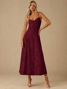 Enchnt Váy không tay màu trơn thanh lịch dành cho nữ, mùa hè - Màu Đỏ Sâu - Xem 4