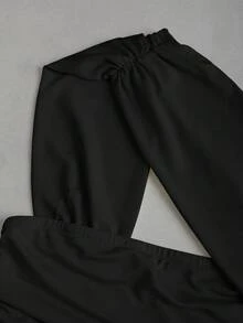 Sweetra Rochie tip bandeau asimetrică pentru femei, culoare uni, cu umeri