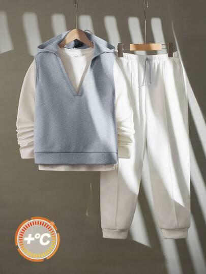 SHEIN Outfit für Tween Jungen: 3 Stücke Set bestehend aus oversized T-Shirt, Jogginghose und Langarm-T-Shirt, geeignet für Pendeln, Schule, Lässig, Reisen, Sport, Herbst/Winter