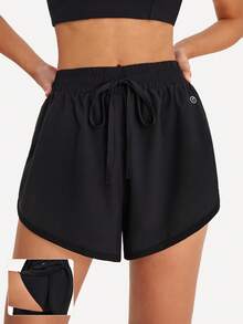GLOWMODE 3.5" Drawstring Waist Tulip Shorts Cycling Running Gym Workout Drawstring Shorts - Black - View 1