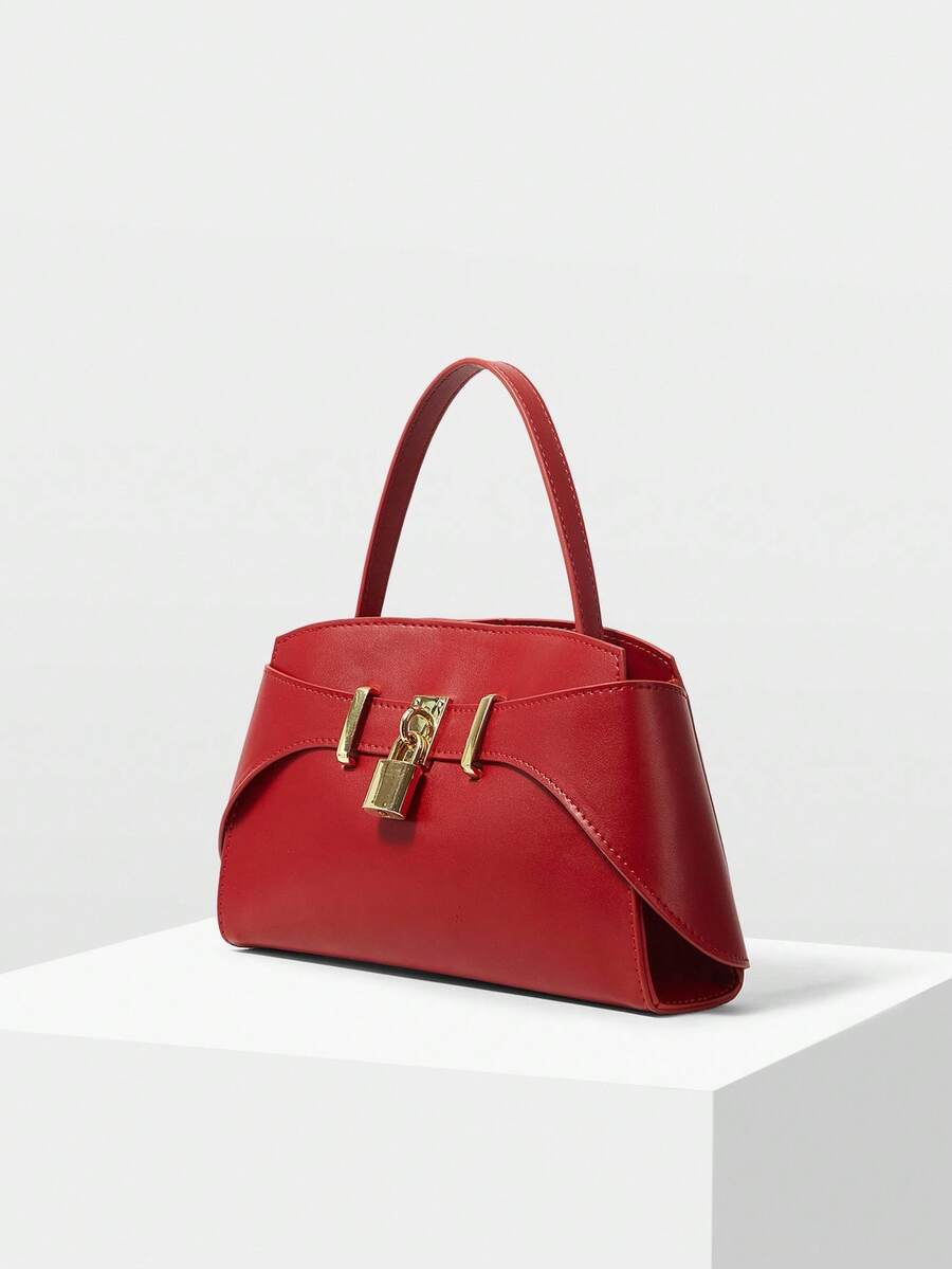 MOTF PREMIUM PU LEATHER IRONMONGERY TOP HANDLE BAG,CHRISTMAS GIFTS - Red - View 2