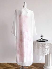 SHEIN Sweetra Young Teen Girls' Casual Elegant Holiday Ditsy Floral Printed Spaghetti Strap Dress With Chiffon Long Shirt, 2pcs/Set,Summer,Travel - Multicolor - View 2