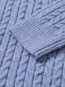 Claim Dot 男式撞色边马球领休闲百搭长袖套头毛衣 - 藍色 - 查看 5