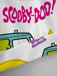 SCOOBY-DOO X SHEIN Áo nỉ cổ tròn dài tay in hình chữ và hoạt hình cho bé gái - trắng - Xem 3