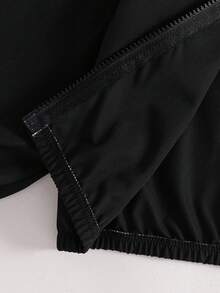 SHEIN Genkimix Kids 1 件年轻男孩休闲简约街头风格连帽长袖夹克，时尚休闲设计，适合夏季穿着，适合 4-7 岁男孩日常穿着，适合运动、户外、返校季节 - 黑色 - 查看 8