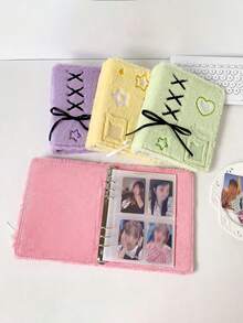 Álbum de fotos de peluche, libro de almacenamiento de tarjetas pequeñas de tres pulgadas, álbum de ídolos estrella, colección de tarjetas - multicolor - Ver 1