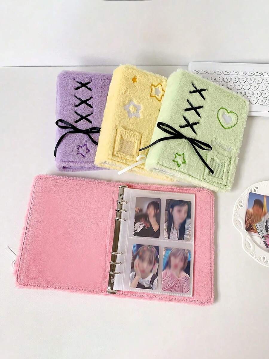 Álbum de fotos de peluche, libro de almacenamiento de tarjetas pequeñas de tres pulgadas, álbum de ídolos estrella, colección de tarjetas - multicolor - Ver 1