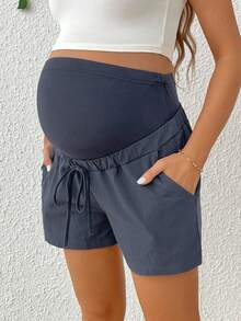 SHEIN Maternity Summer Casual Adjustable Waist Shorts