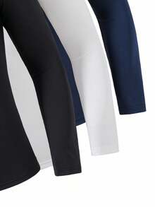 SHEIN 3 chiếc áo thun dài tay cơ bản, thoải mái dành cho thiếu niên nam, thích hợp cho mùa thu đông. - Nhiều màu - Xem 6