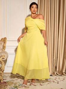 Cravure Vestido de cóctel elegante y versátil personalizado para mujer de talla grande para fiesta o baile - Amarillo - Ver 7