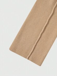 SHEIN Explorewe 2pcs/Set Teen Girl Colorblock Sweater Set,Khaki Turtleneck Long Sleeve Top And Loose Straight Pants For Autumn,Back-To-School,Graduation,Beige Outfit - Khaki - View 6